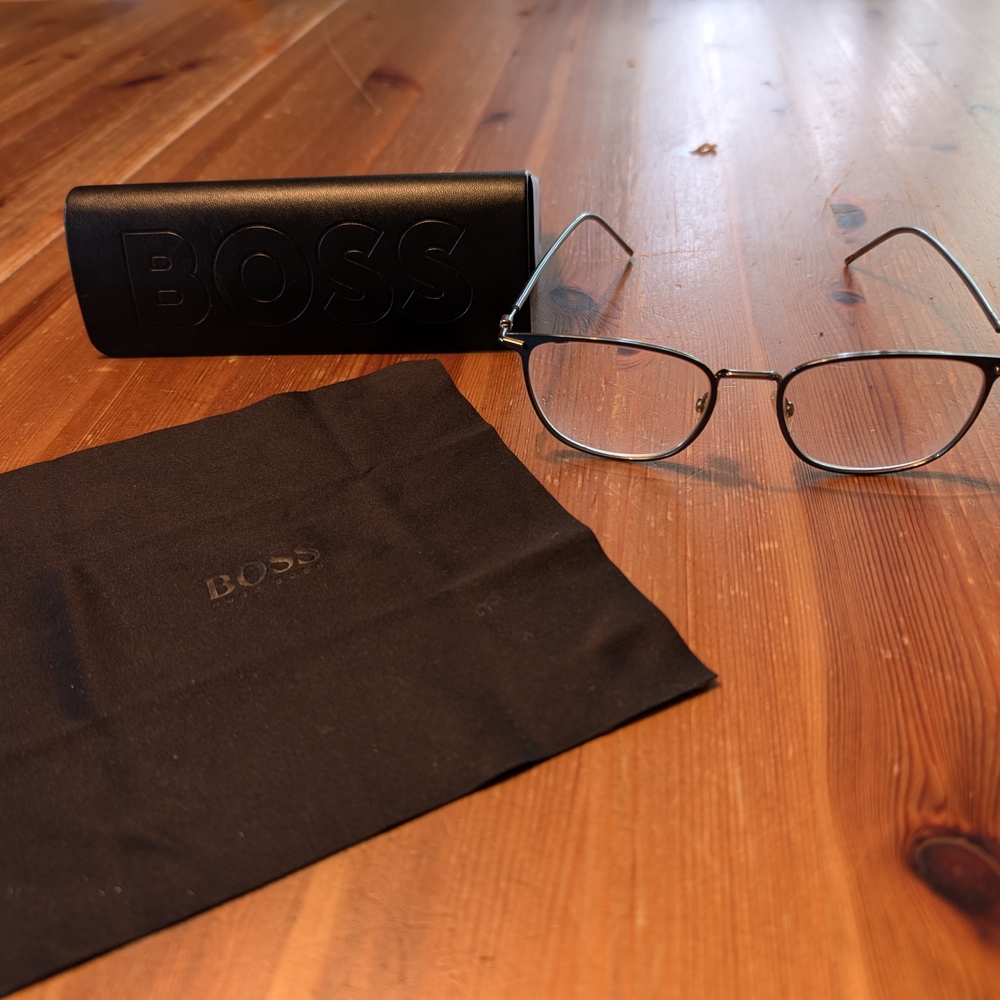 Hugo Boss Black Rectangular Eyeglasses with Case. Excellent Condition.